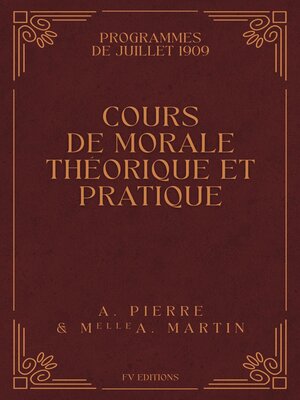 cover image of Cours de Morale Théorique et Pratique